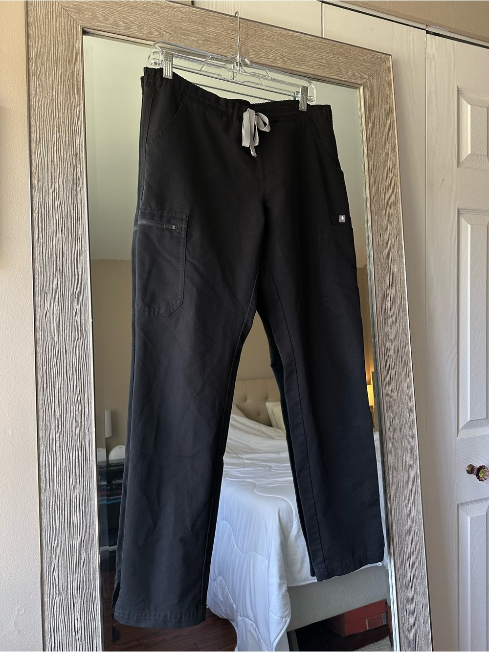 FIGS Technical Collection Black Scrub Pants Drawstring Waist Twill Size Small